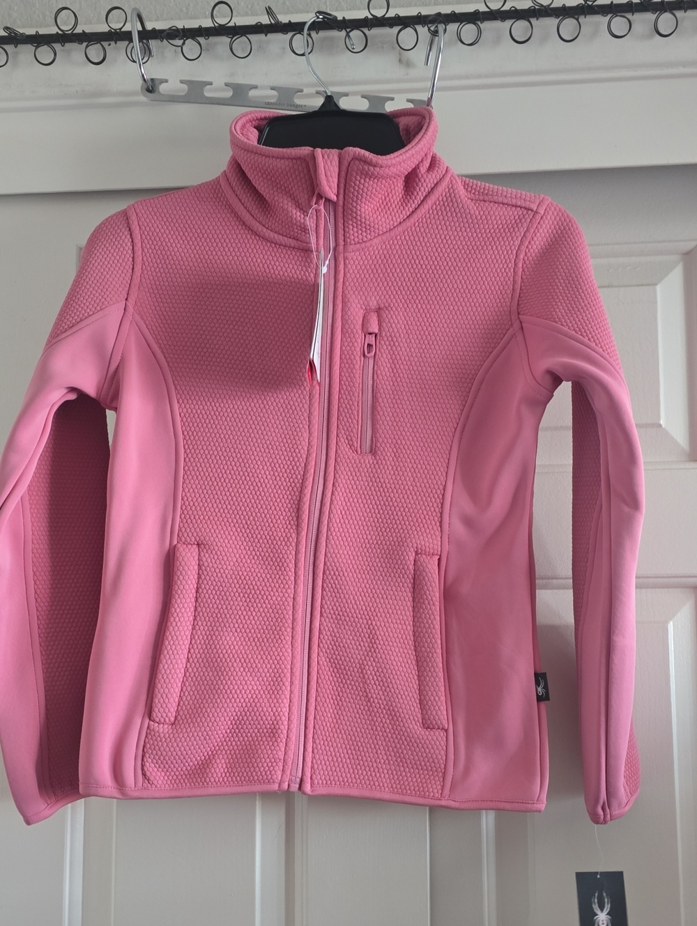 Spyder Girls Pink Textured Full-Zip Jacket